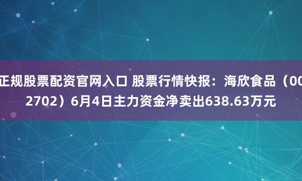 正规股票配资官网入口 股票行情快报:海欣食品(002702)6月4日主力资金净卖出638.63万元